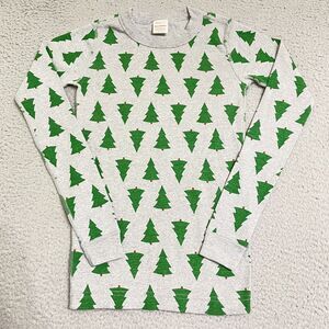 Hanna Andersson Kids Size 12 Long Sleeve Gray & Green Christmas Tree Pajama Top